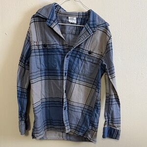 GAP Blue and Gray Plaid Kids Button Down Shirt